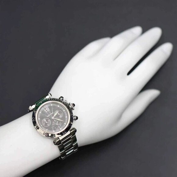 Cartier Pasha 38mm W31030H3 Chronograph Date Automatic Silver Dial 90269467 - Picture 2 of 7